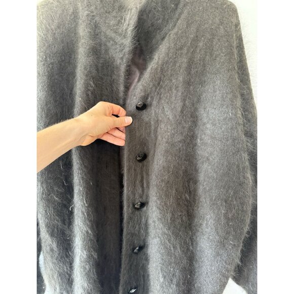 STILLMAN STUDIO 80% Angora Vintage Brown Green Button Lined Cardigan Jacket Coat - Picture 3 of 5